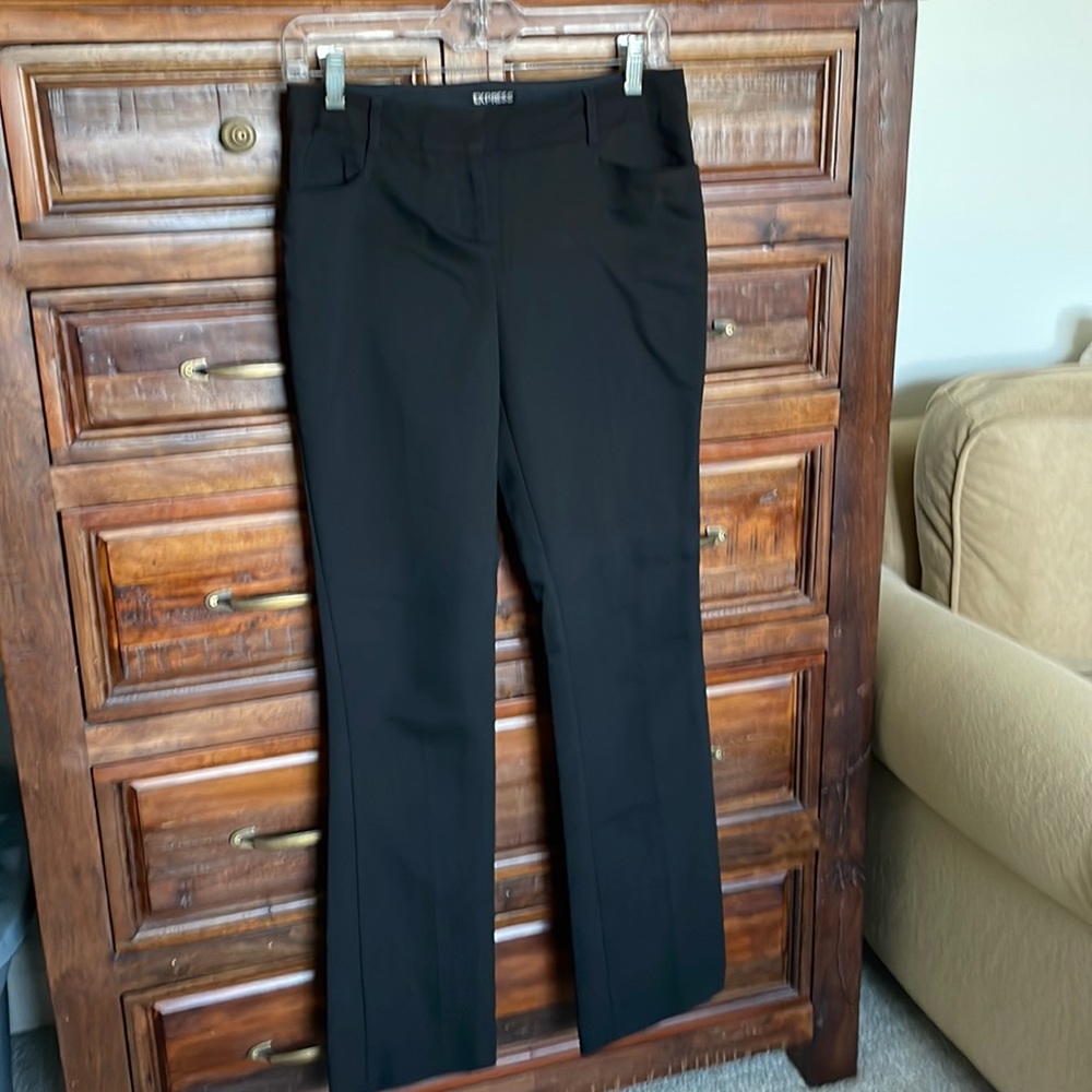 Express Columnist Trouser Black, Straight Leg, Mid Rise, Office, Work Pants, 2R